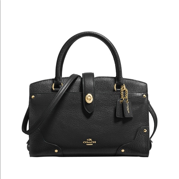 Coach Handbags - Coach 37779 Mercer Satchel 24 light gold black Grain Leather Satchel Bag